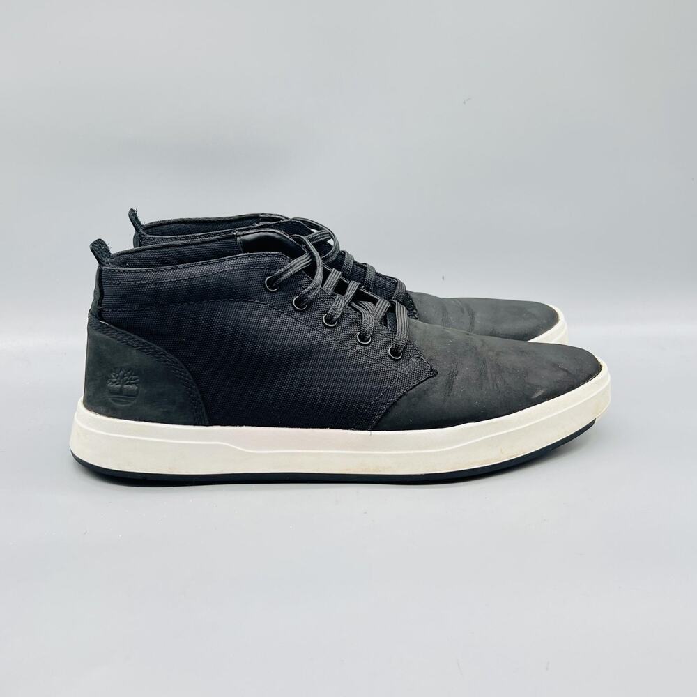 Timberland Shoes Mens 10.5 Black Nubuck Canvas Mid Top Casual Sneakers Comfort